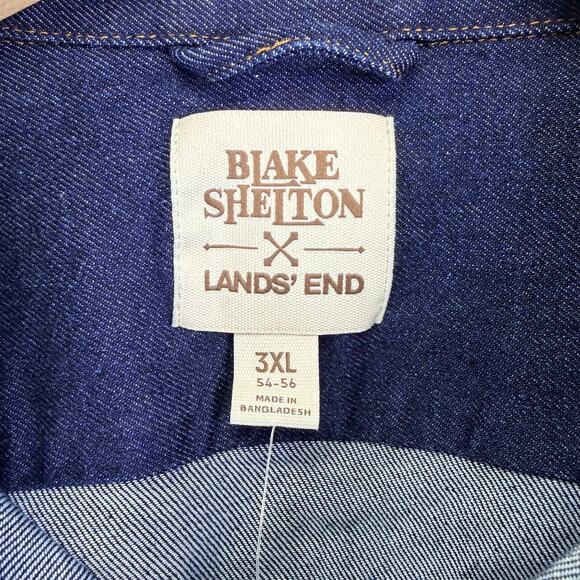 Blake Shelton Lands End Mens Denim Button Up Shirt 3XL Shacket Western Heritage - Picture 5 of 10